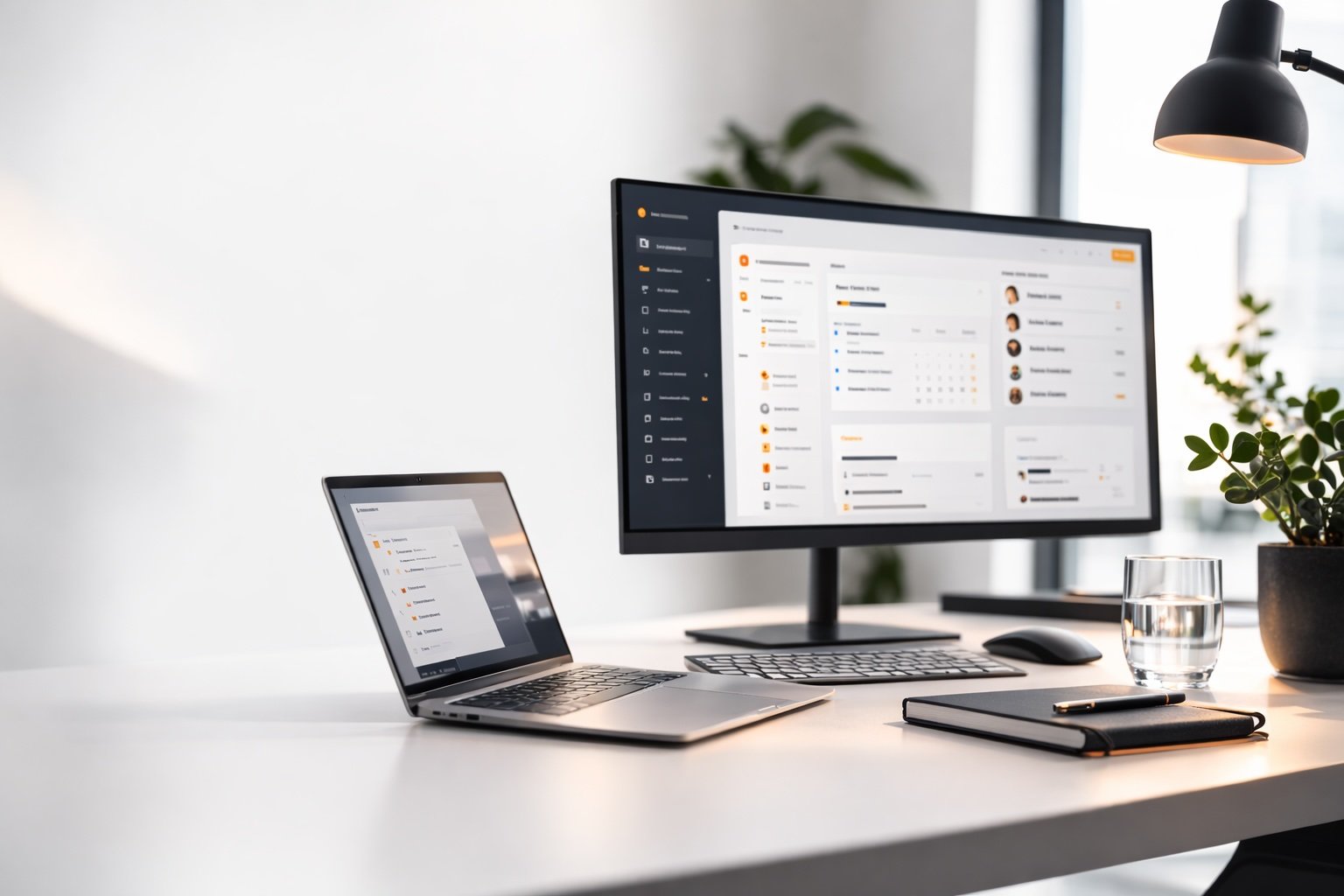 Moderner Cloud-Arbeitsplatz mit Desktop-Setup