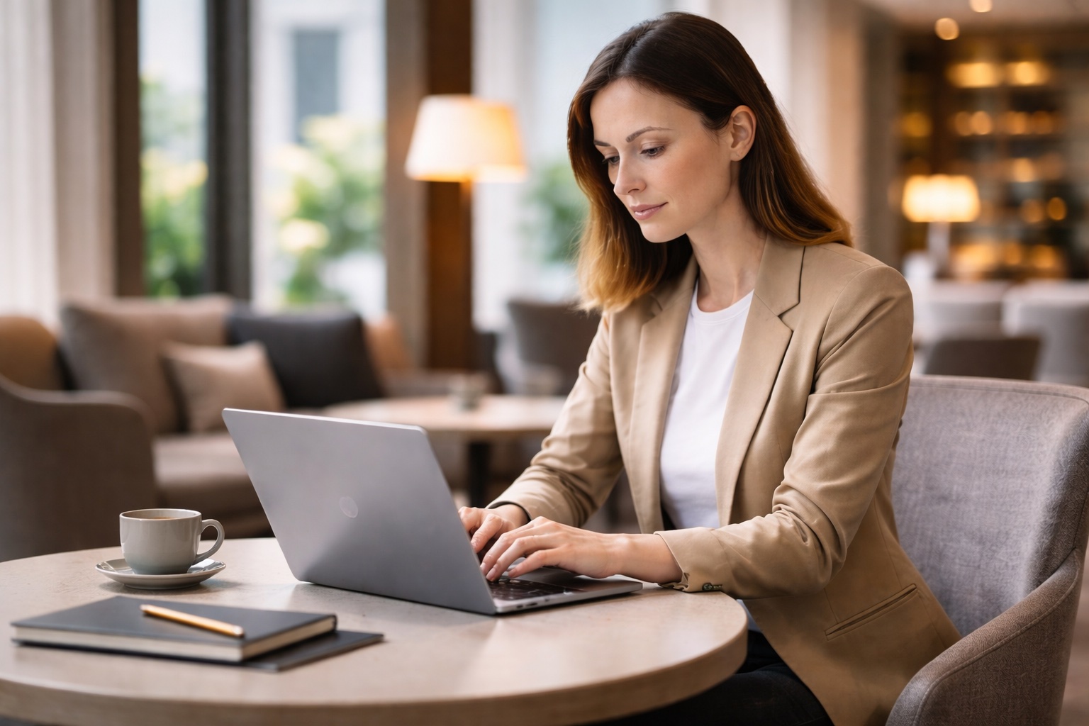 Mitarbeiterin arbeitet sicher im Homeoffice mit Cloud-Arbeitsplatz